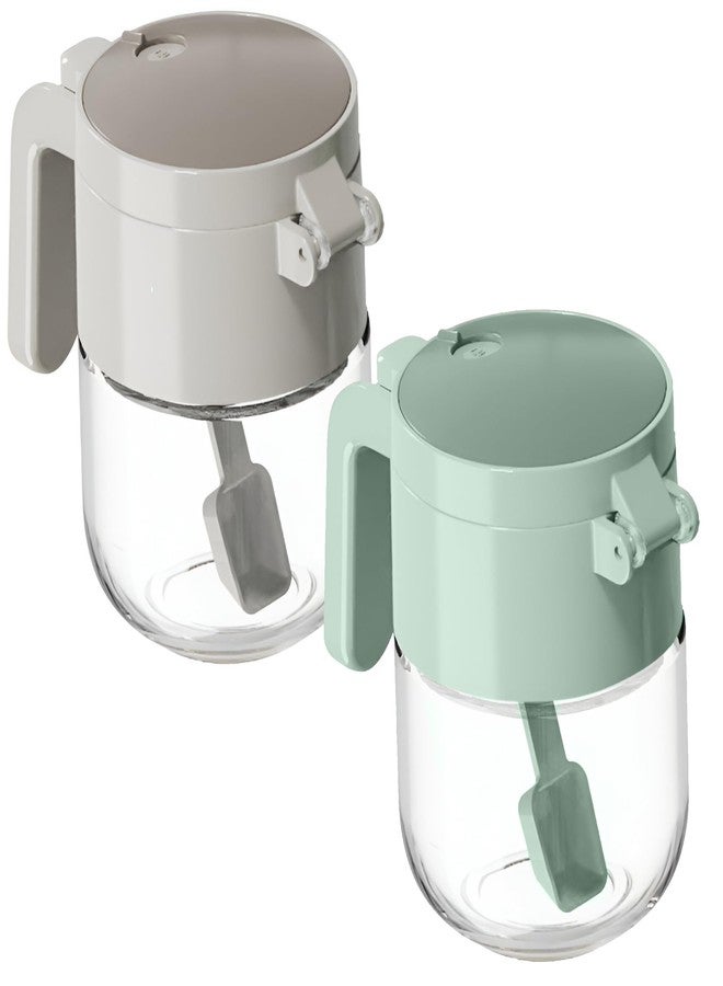 PRIME PICK مجموعة علب ماسالا برايم بيك، علبة توابل ذات قسمين مع غطاء وملعقة ومقبض، منظم توابل محكم الإغلاق | حاوية تخزين للمطبخ للتوابل والملح والسكر والمخللات، تتضمن عبوتين سعة 300 مل - Image 1